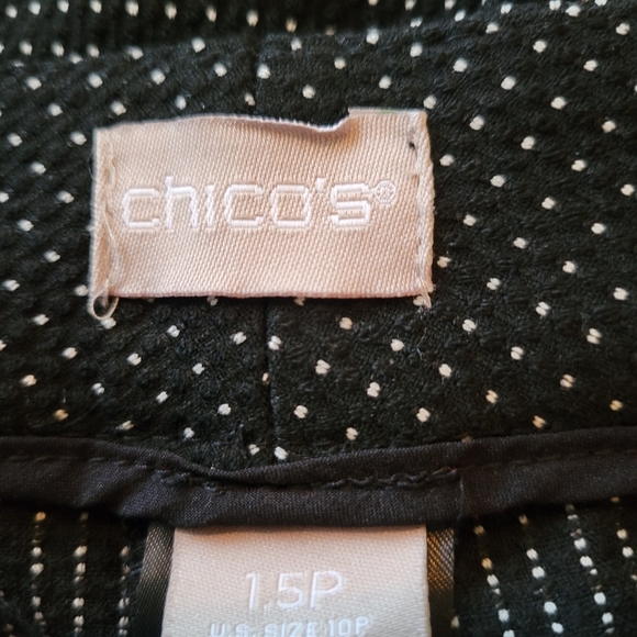 Chico's Petite Black and White Swiss Dot Flat Front Trousers 1.5P equal M/10P - Picture 12 of 12